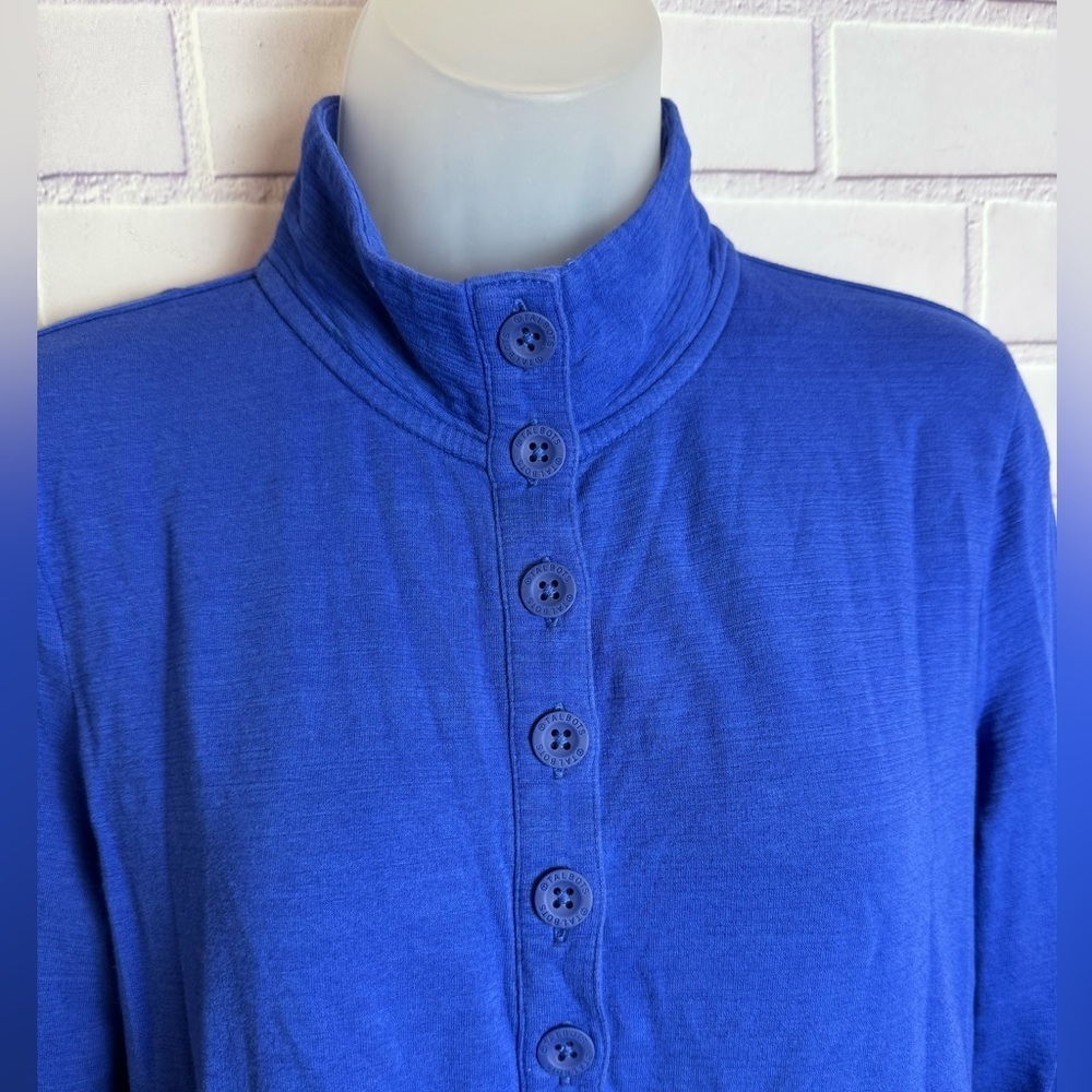 T by Talbots Tops and Tees UPF 50+ blue SLUB-TERRY PULLOVER/size MP - Picture 4 of 11